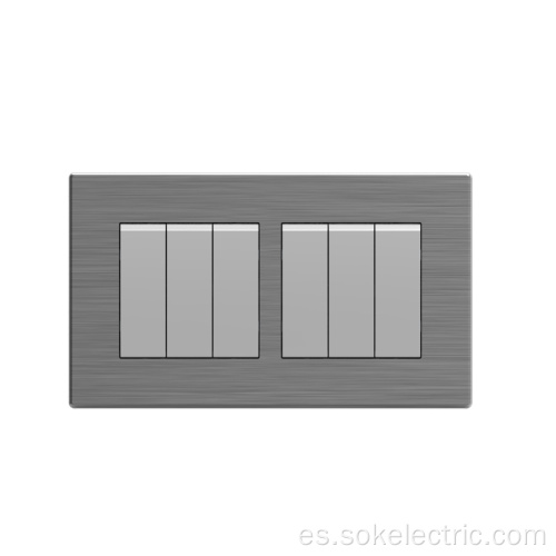 Certificado CB de acero inoxidable para interruptor de luz 6Gang1Way